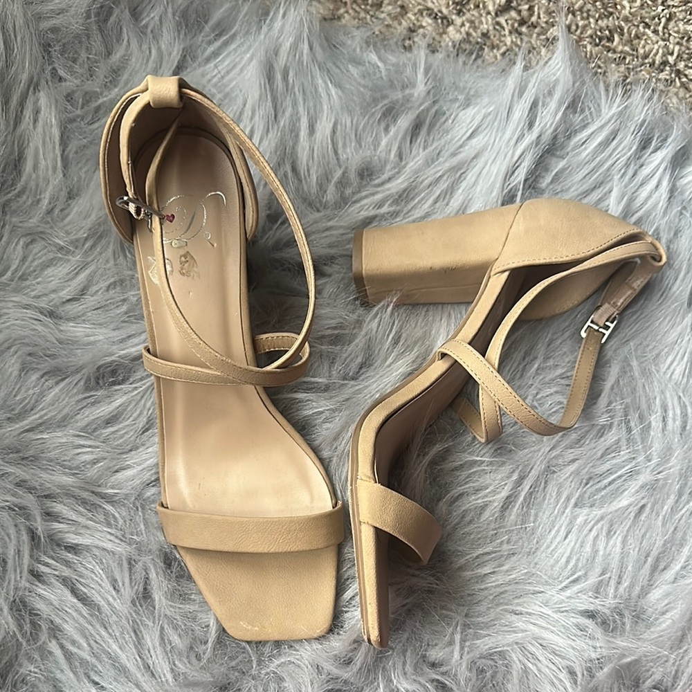 Tan Strappy Stiletto Heels